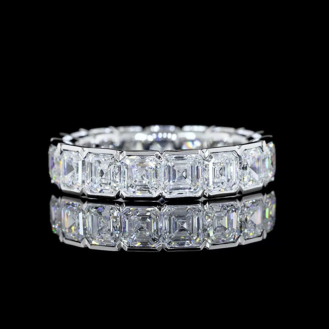 4.96 Cts 14k White Gold Asscher Shape Eternity Band Eternity Band