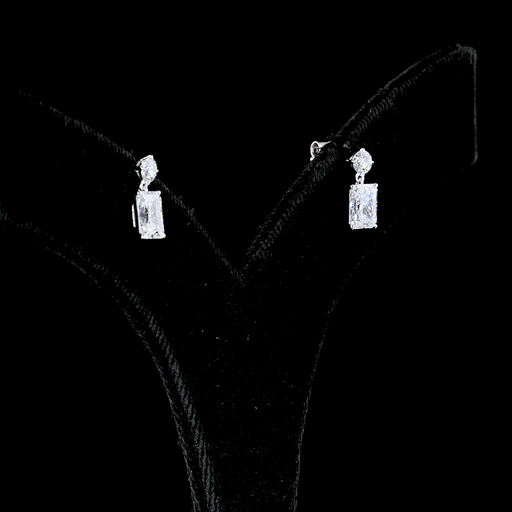 [ER14WHNRAD150PEW] 1.72 Cts 14k White Gold Radiant Shape Hanging Earring