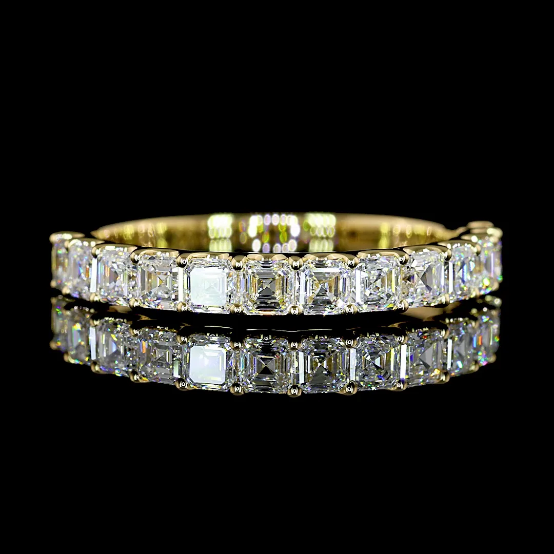0.97 Cts 14k Yellow Gold Asscher Shape Half Eternity Eternity Band