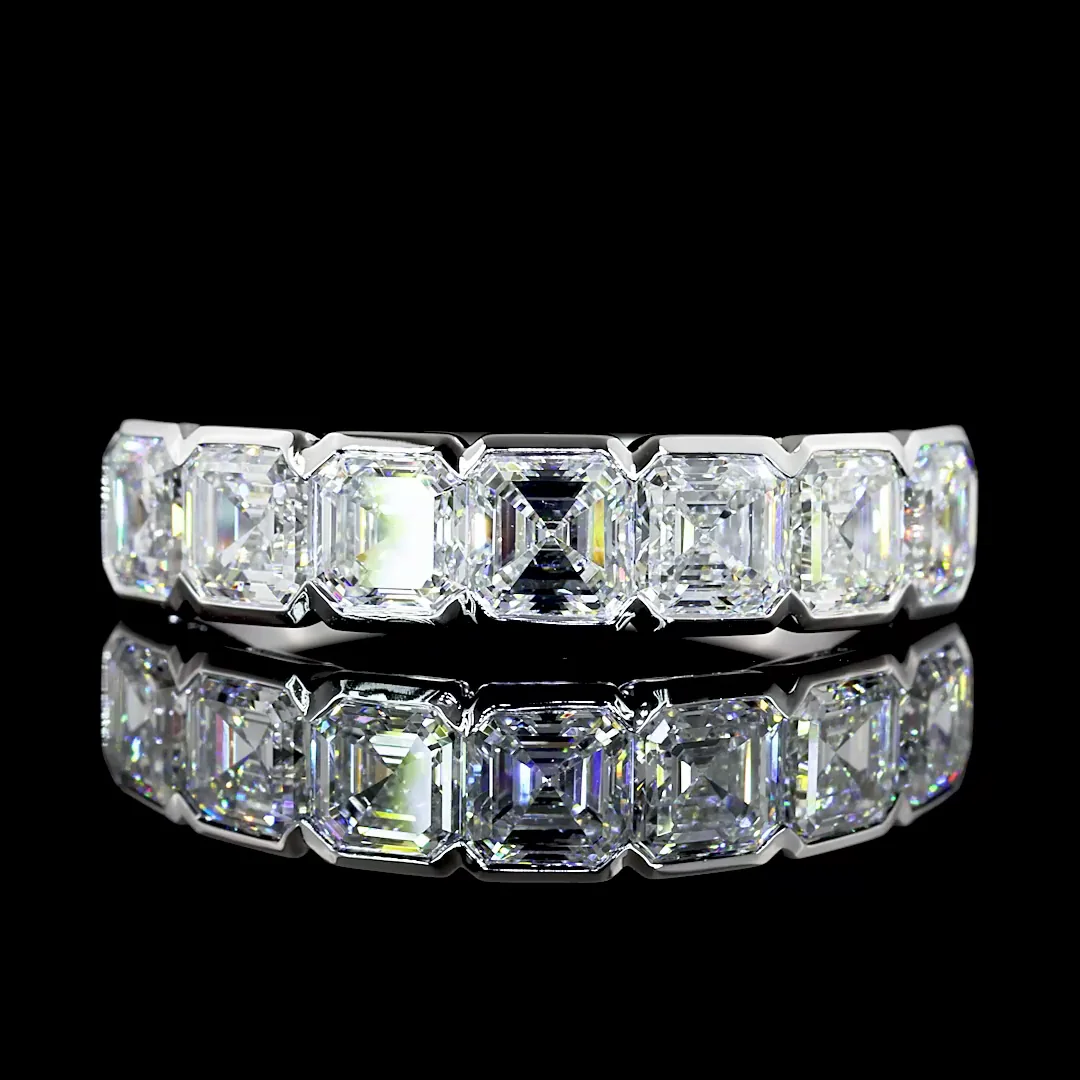 2.13 Cts 14k White Gold Asscher Shape 7 Stones Eternity Band