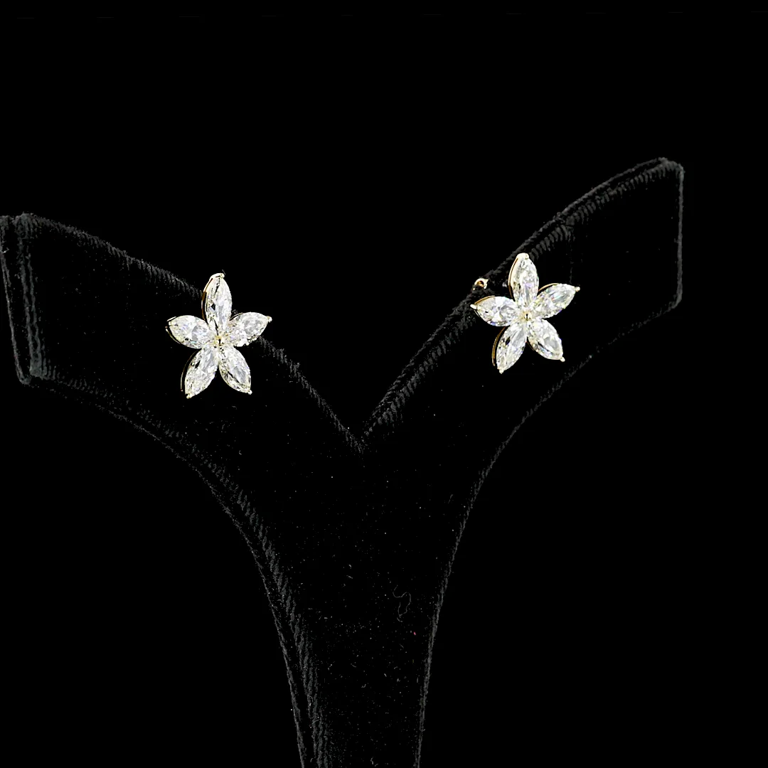 3.18 Cts 14k Yellow Gold Marquise Shape Studs Earring