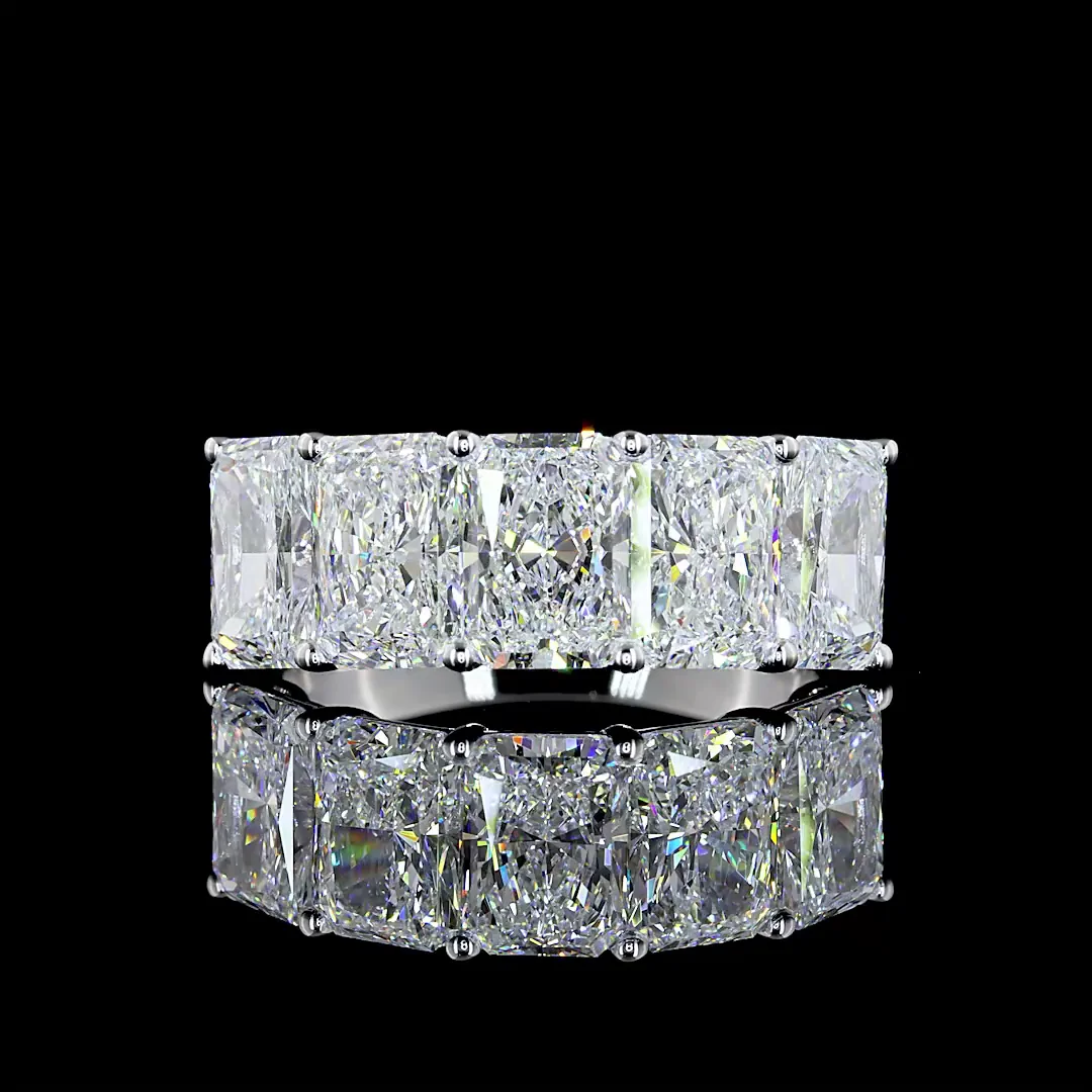 5.03 Cts 14k White Gold Radiant Shape 5 Stones Eternity Band