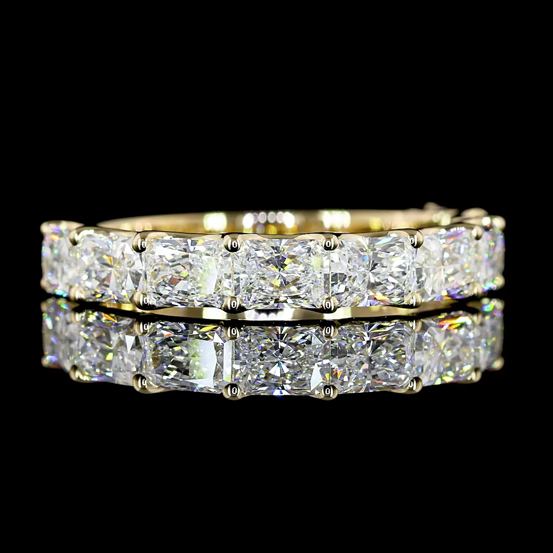 2.01 Cts 14k Yellow Gold Radiant Shape Half Eternity Eternity Band