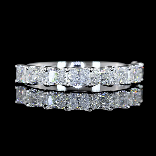 [EB14WHFRAD100PEW] 1.08 Cts 14k White Gold Radiant Shape Half Eternity Eternity Band