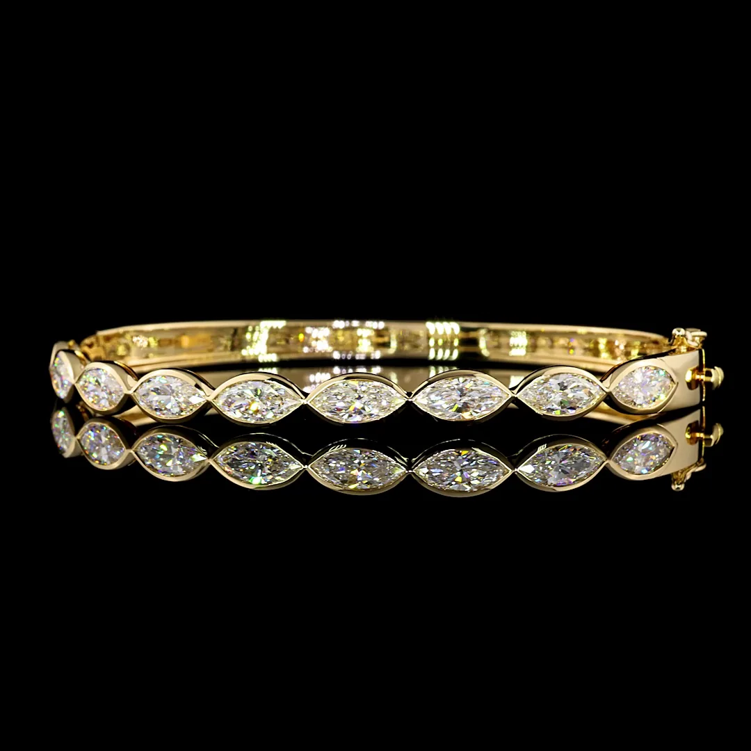 4.29 Cts 14k Yellow Gold Marquise Shape Bangles Bracelet