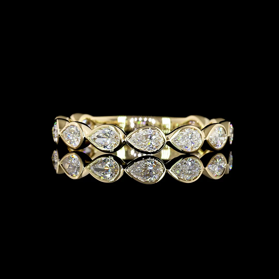 0.83 Cts 14k Yellow Gold Pear Shape 3/4 Band Eternity Band