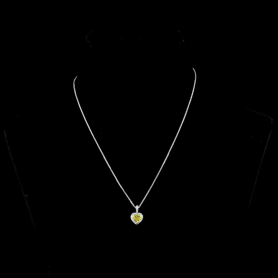 1.27 Cts 14k White Gold Heart Shape Halo Pendant