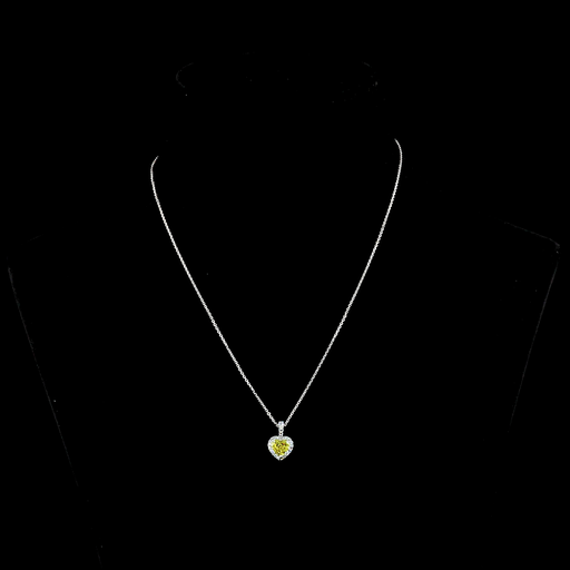 [PD14WHHSFY100P] 1.27 Cts 14k White Gold Heart Shape Halo Pendant