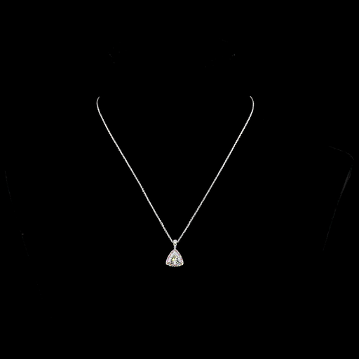 [PD14WHTRIFVP100PEW] 1.31 Cts 14k White Gold Triangle Shape Halo Pendant