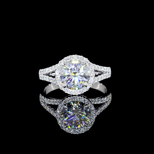 [RG14WSSRD200PEW] 2.04 Cts 14k White Gold Round Shape Split Shank Ring
