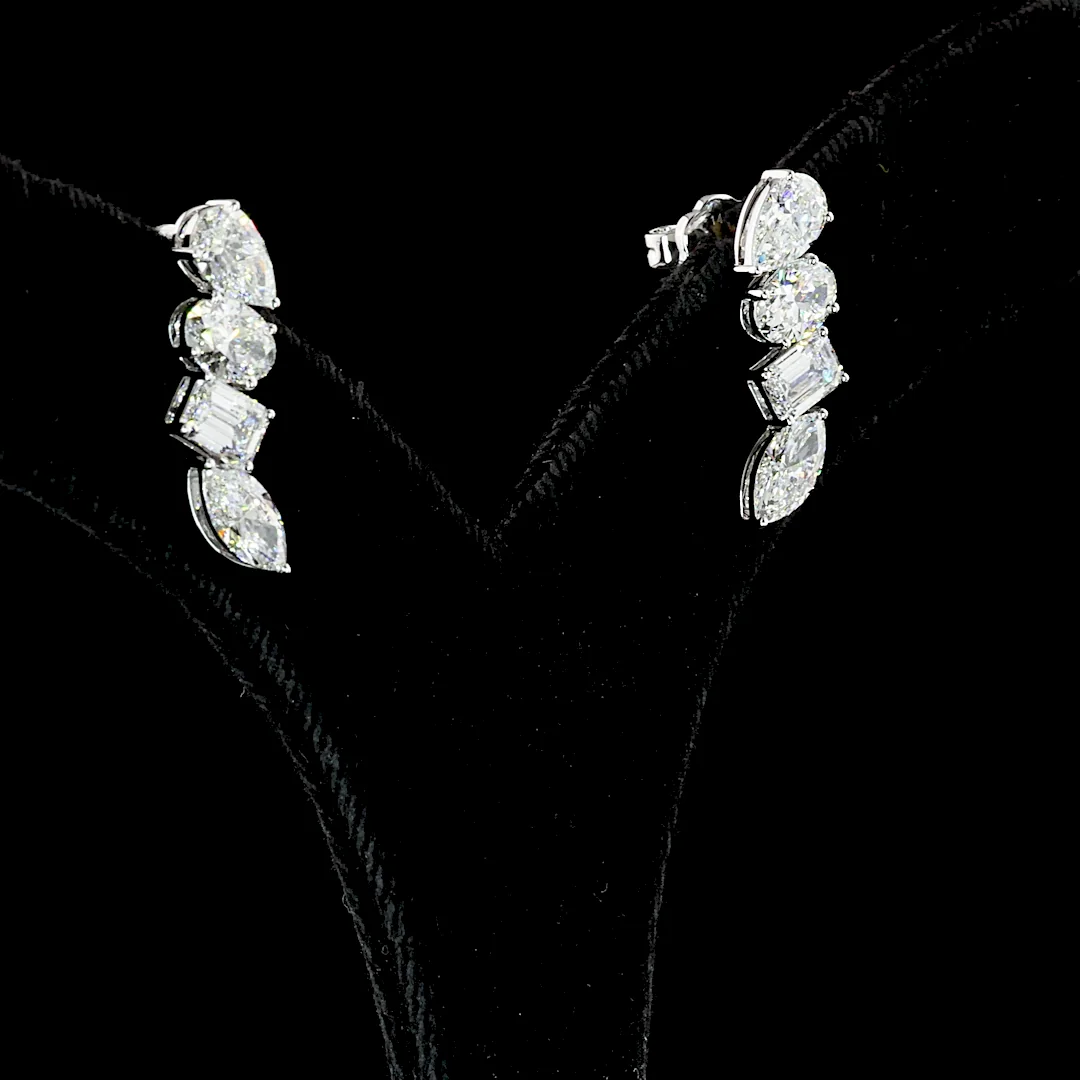 4.1 Cts 14k White Gold Mix Shape Crawler Earring