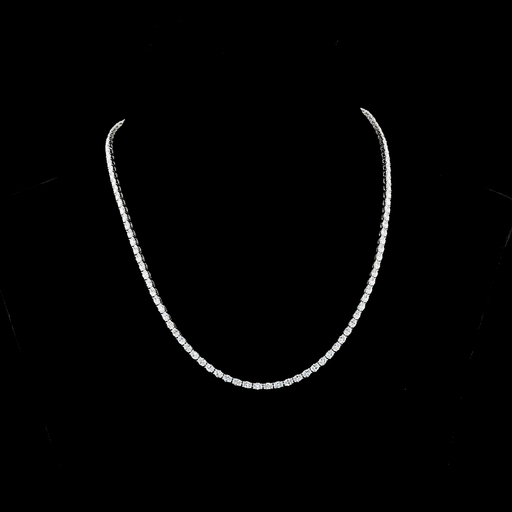 [NK14WTSOV700PEW] 7.18 Cts 14k White Gold Oval Shape Tennis Necklace