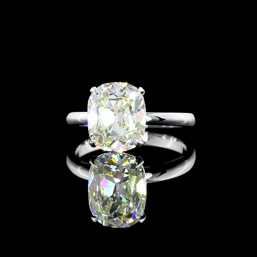 [RG14WSOANCU300PNS] 3.12 Cts 14k White Gold Antique Cushion Shape Solitaire Ring