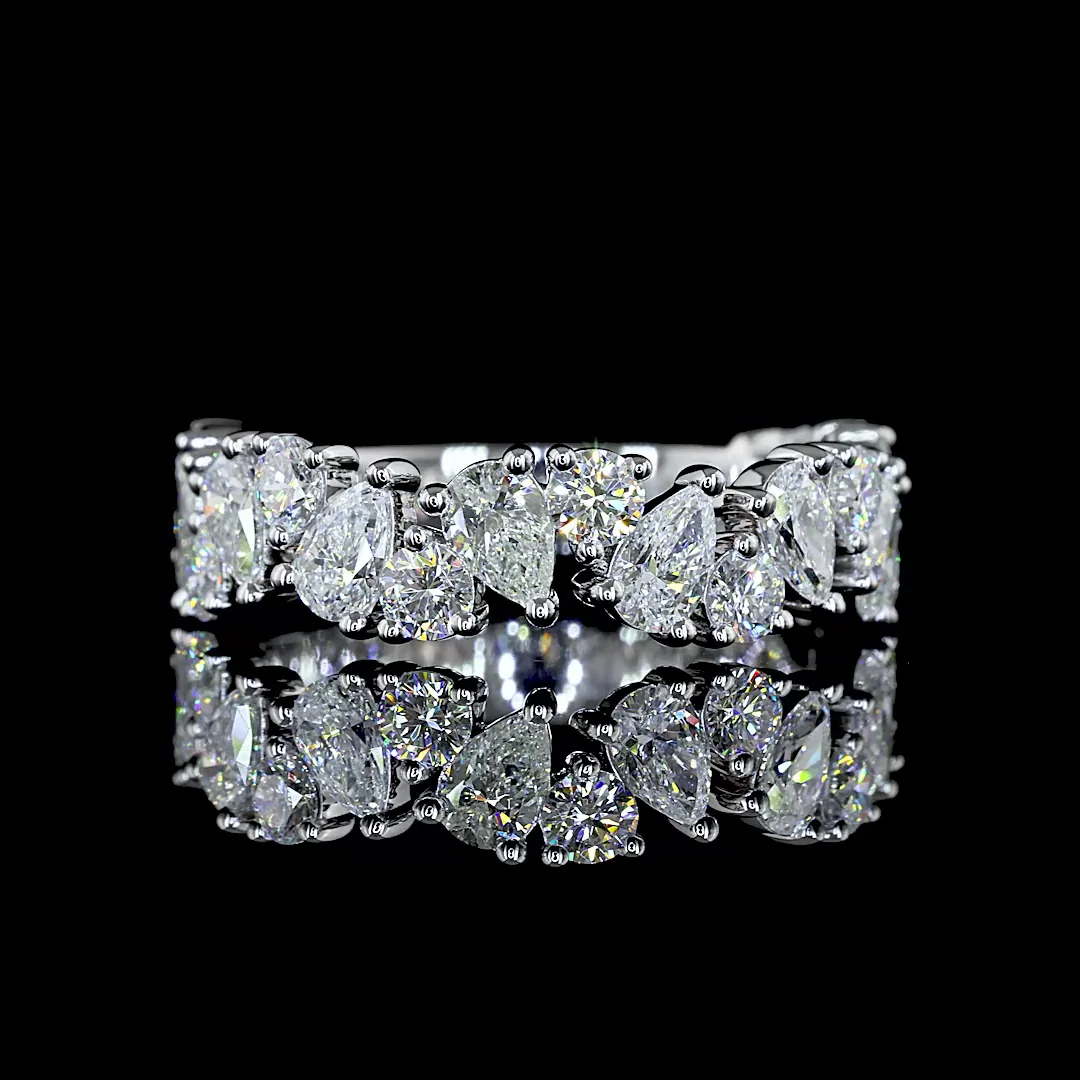 1.61 Cts 14k White Gold Mix Shape 3/4 Band Eternity Band