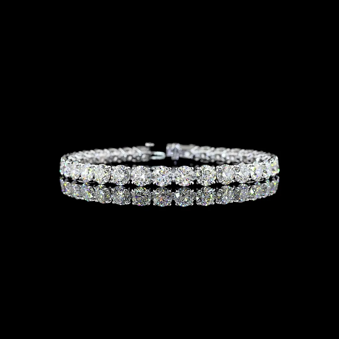 34.31 Cts 14k White Gold Round Shape Tennis Bracelet