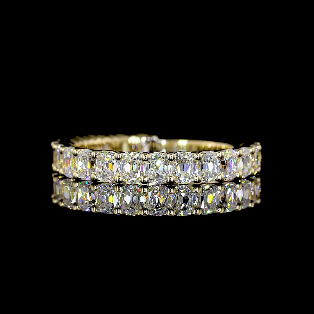 1.86 Cts 14k Yellow Gold Antique Cushion Shape 3/4 Band Eternity Band