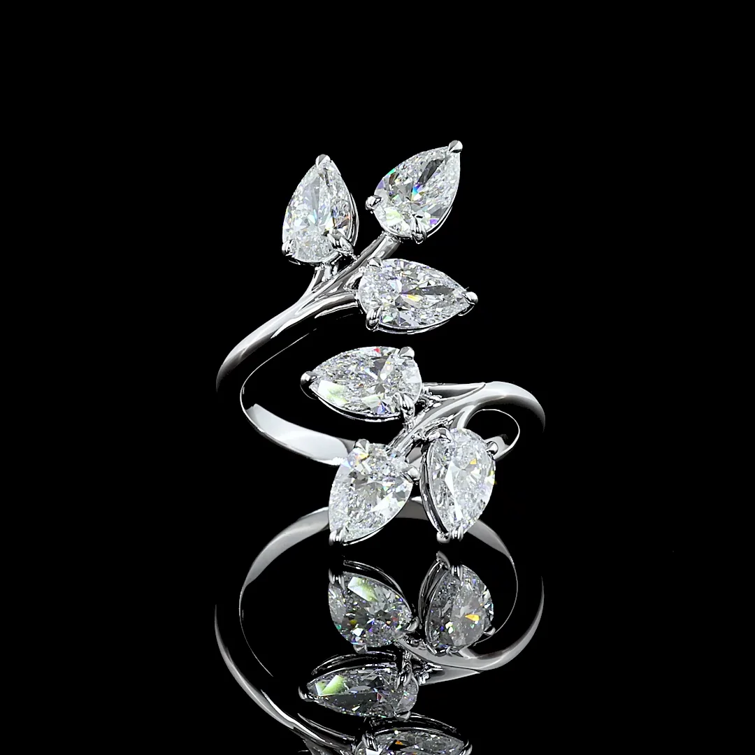 3 Cts 14k White Gold Pear Shape Special Ring