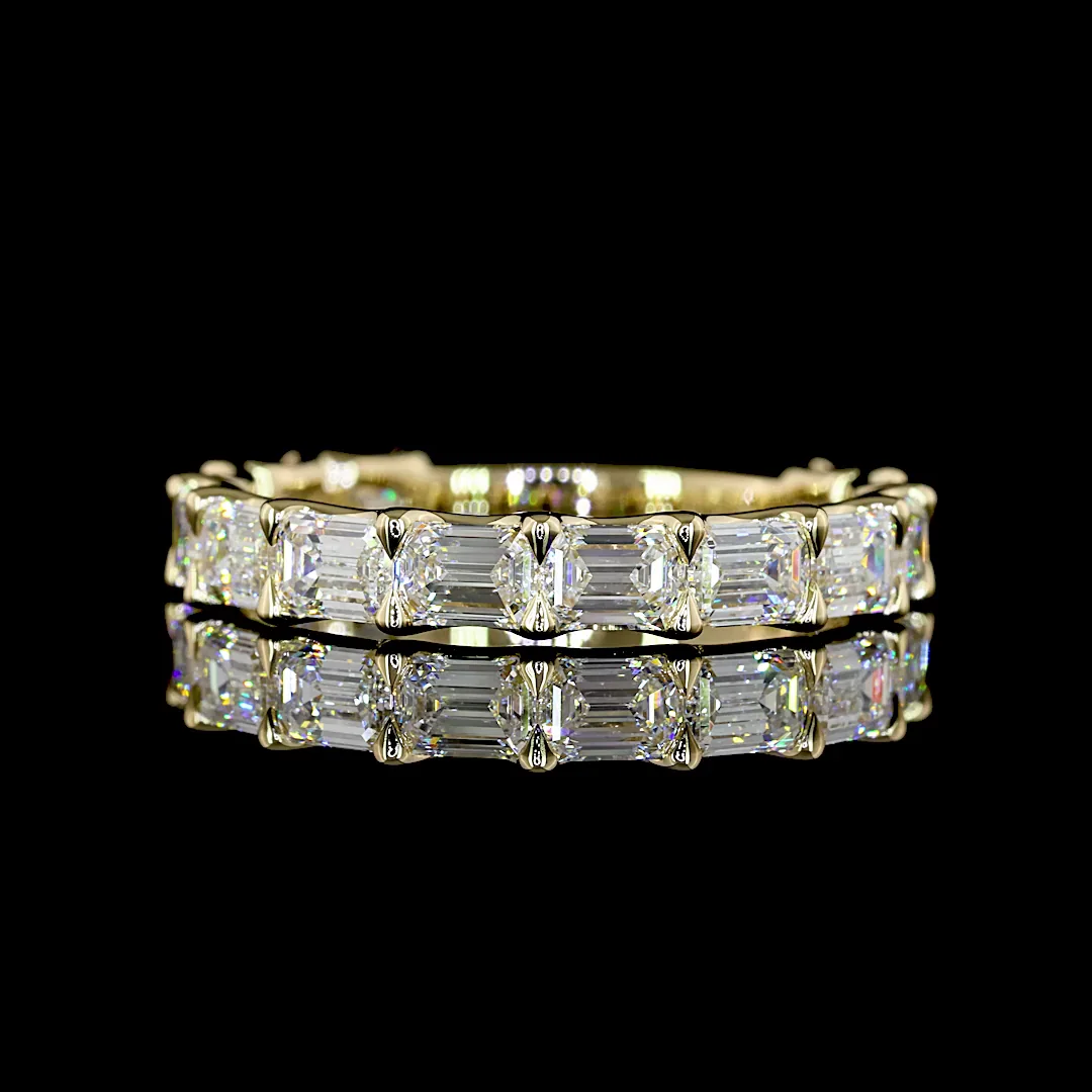 2.59 Cts 14k Yellow Gold Emerald Shape 3/4 Band Eternity Band