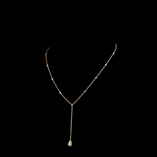 [NK14RLT100PNS] 1.24 Cts 14k Rose Gold Mix Shape Lariat Necklace