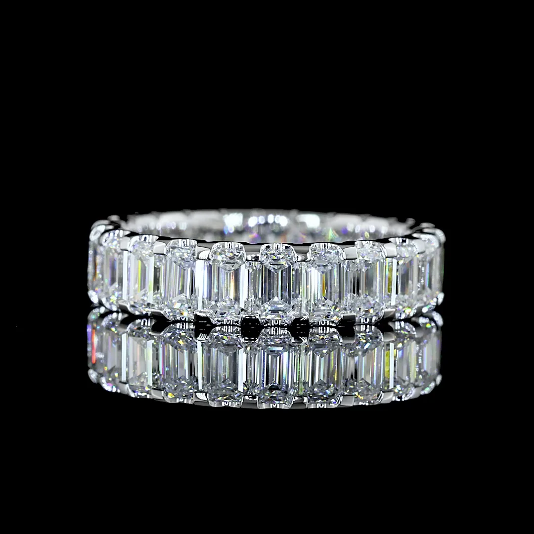 3.51 Cts 14k White Gold Emerald Shape Eternity Band Eternity Band