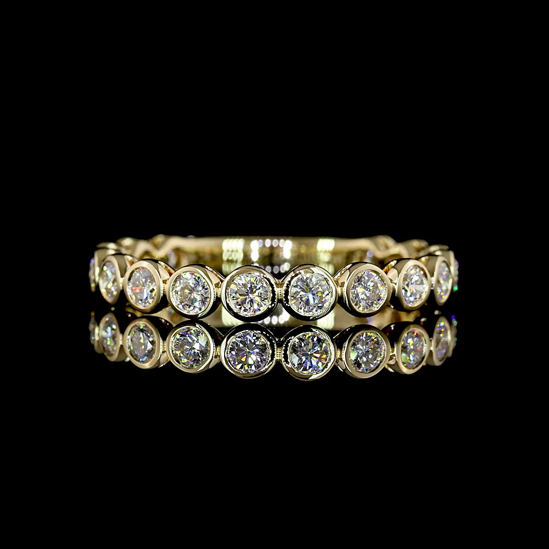 0.72 Cts 14k Yellow Gold Round Shape 3/4 Band Eternity Band