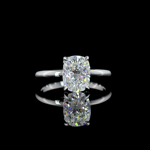 [RG14WHHBECU200RDPNS] 2.12 Cts 14k White Gold Cushion Brilliant Shape Hidden Halo Ring