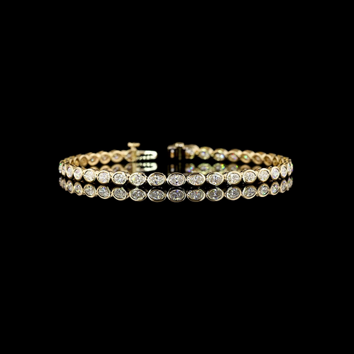 [BC14YTSOV350BEW] 3.63 Cts 14k Yellow Gold Oval Shape Tennis Bracelet