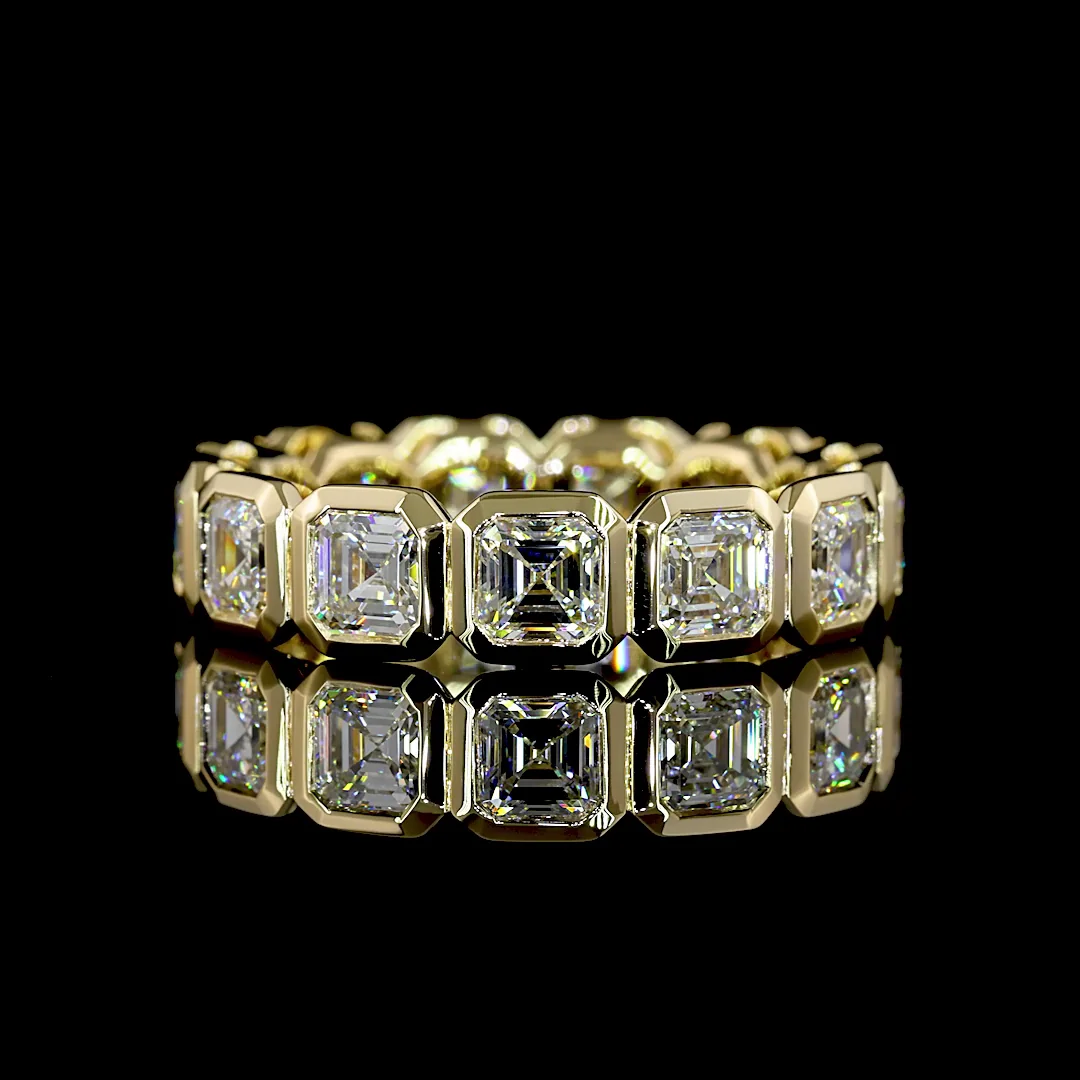 3.92 Cts 14k Yellow Gold Asscher Shape Eternity Band Eternity Band
