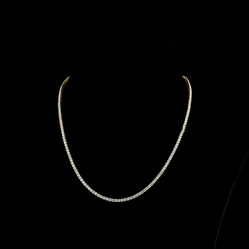[NK14YTSRD650P] 6.97 Cts 14k Yellow Gold Round Shape Tennis Necklace