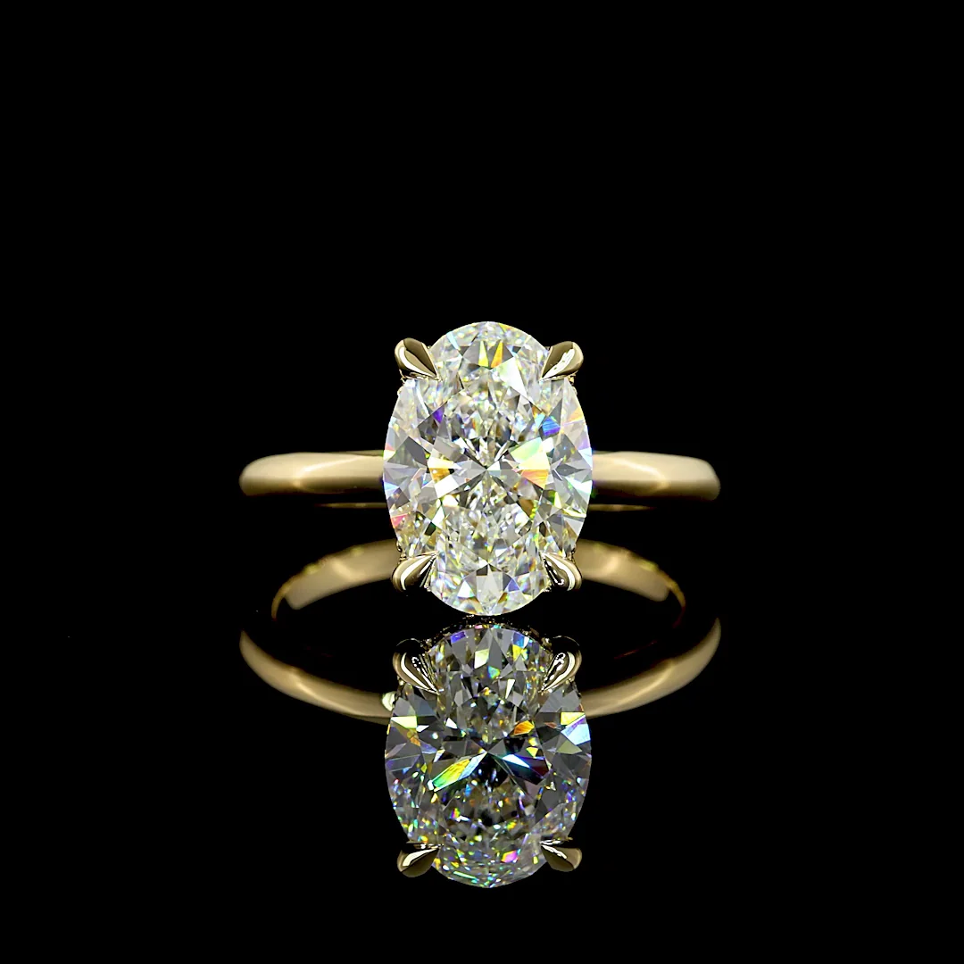 3.09 Cts 14k Yellow Gold Oval Shape Hidden Halo Ring