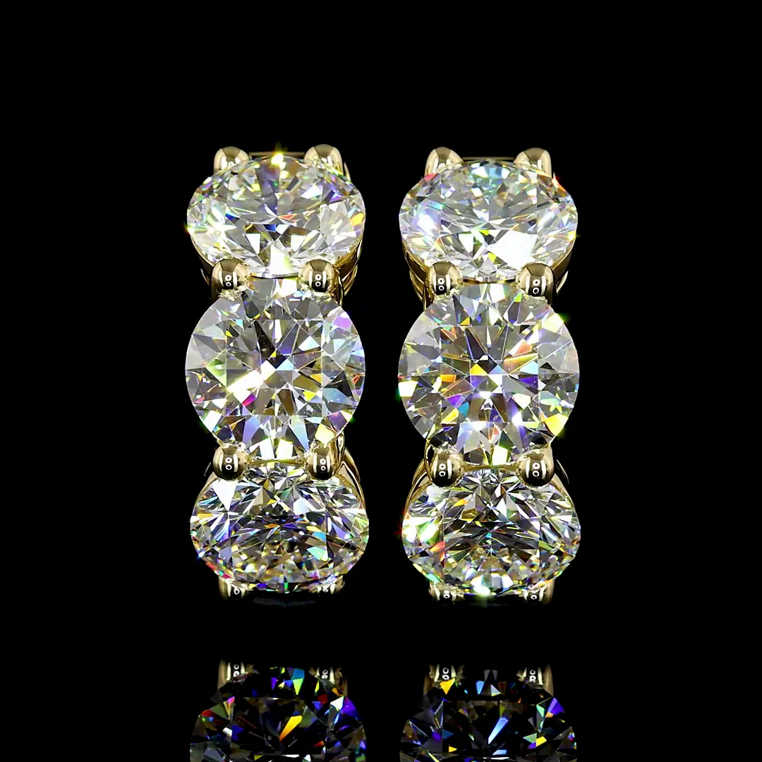 6.15 Cts 14k Yellow Gold Round Shape Huggies Earring