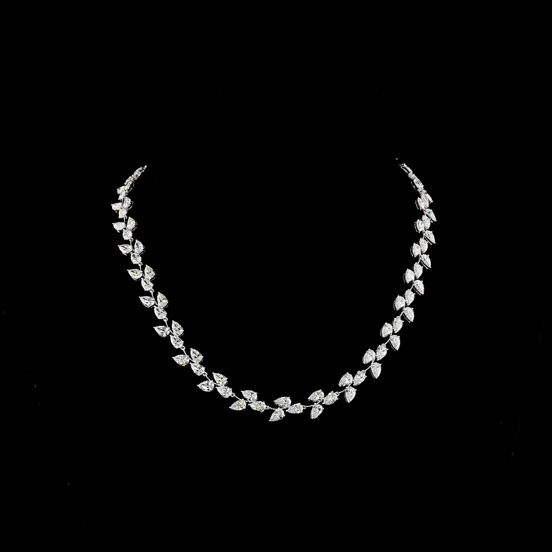 23.97 Cts 14k White Gold Pear Shape Special Necklace