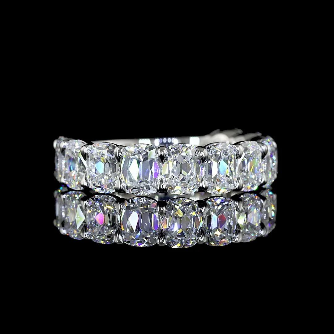 3.07 Cts Platinum Antique Cushion Shape 3/4 Band Eternity Band