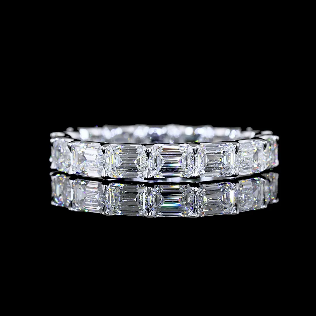 3.55 Cts 14k White Gold Emerald Shape Eternity Band Eternity Band