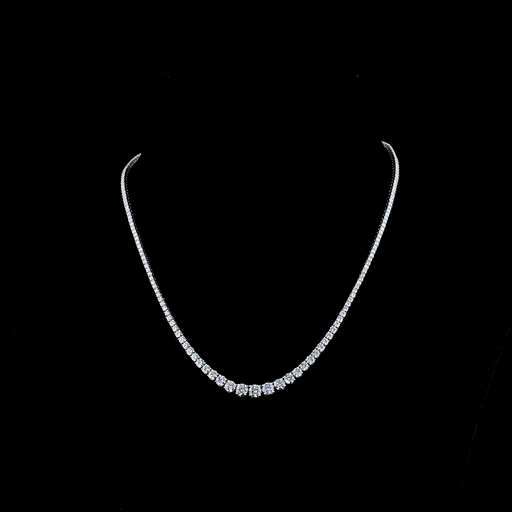 [NK14WRVRD650P] 6.95 Cts 14k White Gold Round Shape Riviera Necklace