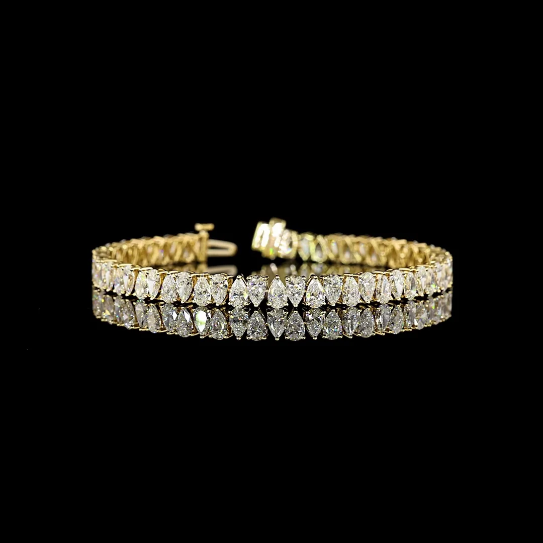 10.98 Cts 14k Yellow Gold Pear Shape Tennis Bracelet