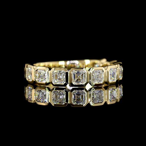 [EB14Y3/4AS100B] 1.07 Cts 14k Yellow Gold Asscher Shape 3/4 Band Eternity Band