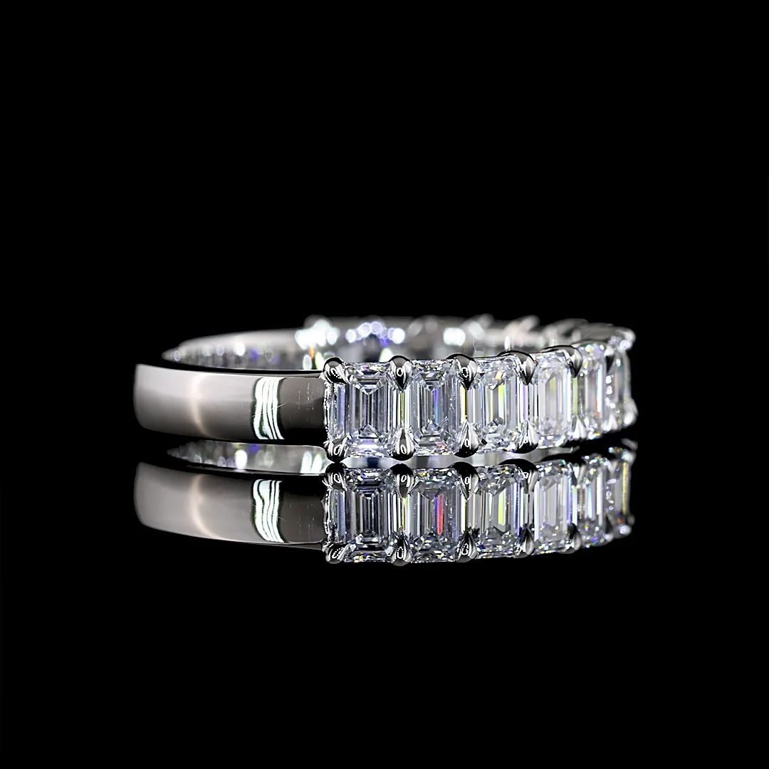 1.86 Cts Platinum Emerald Shape Half Eternity Eternity Band