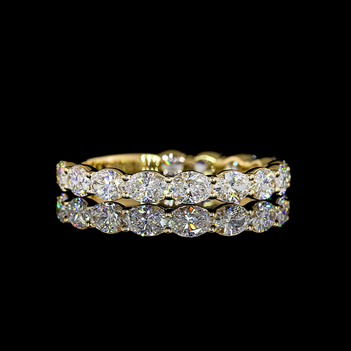 [EB18Y45750OV100PEW] 1.12 Cts 18k Yellow Gold Oval Shape 3/4 Band Eternity Band