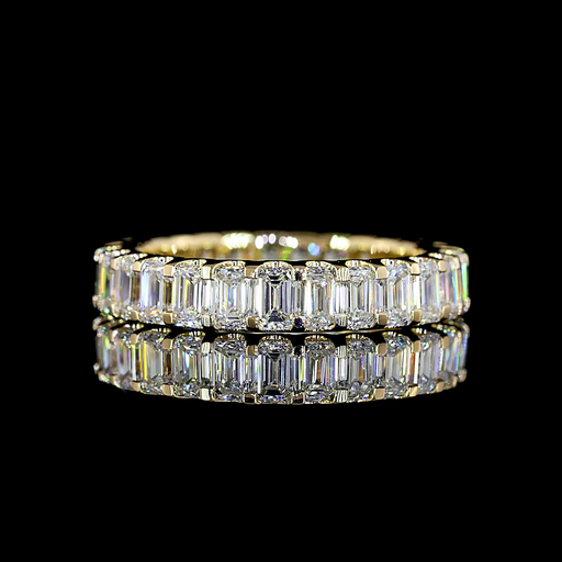 [EB14YHFEM250PNS] 2.74 Cts 14k Yellow Gold Emerald Shape Half Eternity Eternity Band