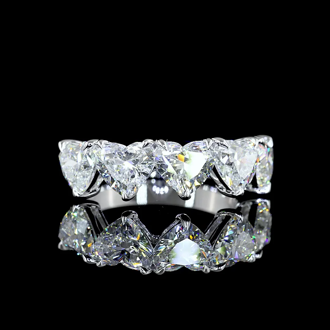 4.06 Cts 14k White Gold Heart Shape 5 Stones Eternity Band