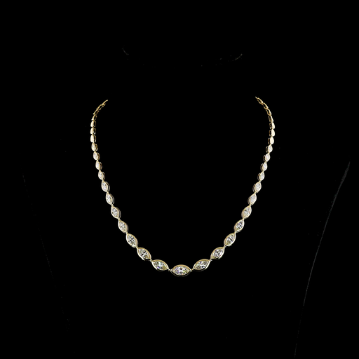 [NK14YTSMQ1000BEW] 10.08 Cts 14k Yellow Gold Marquise Shape Riviera Necklace
