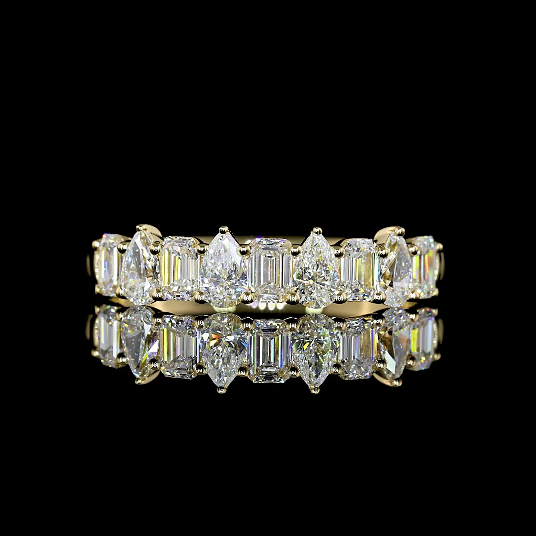 0.95 Cts 14k Yellow Gold Mix Shape 3/4 Band Eternity Band