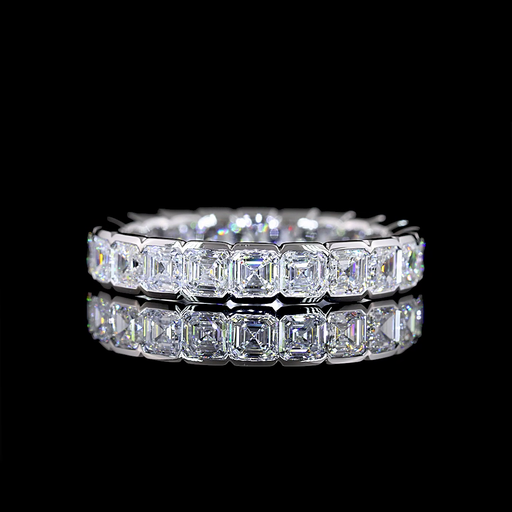 [EB14WAS275HB] 2.87 Cts 14k White Gold Asscher Shape Eternity Band Eternity Band