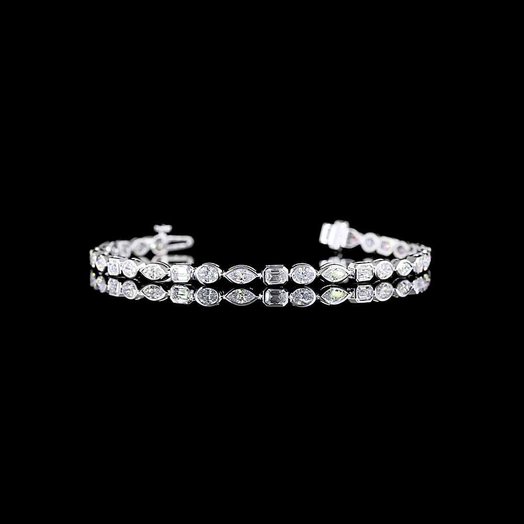 3 Cts 14k White Gold Mix Shape Tennis Bracelet