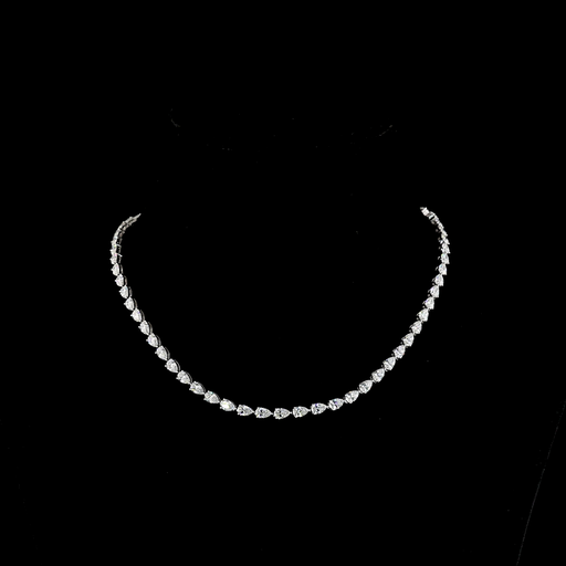 [NK14WTSPS1450PEW] 14.62 Cts 14k White Gold Pear Shape Tennis Necklace
