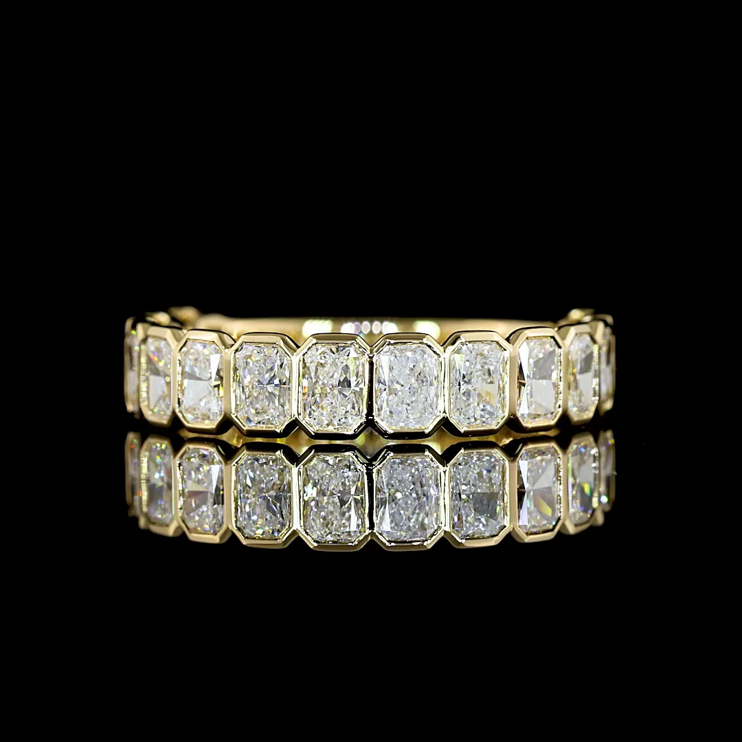 1.94 Cts 14k Yellow Gold Radiant Shape 3/4 Band Eternity Band