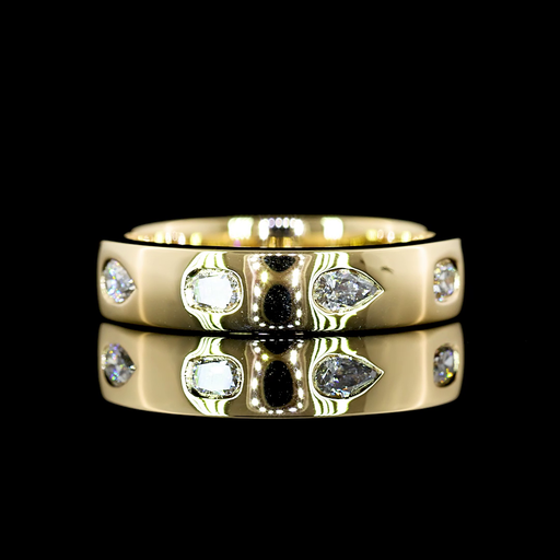 [EB14Y50FEW] 0.56 Cts 14k Yellow Gold Mix Shape Eternity Band Eternity Band