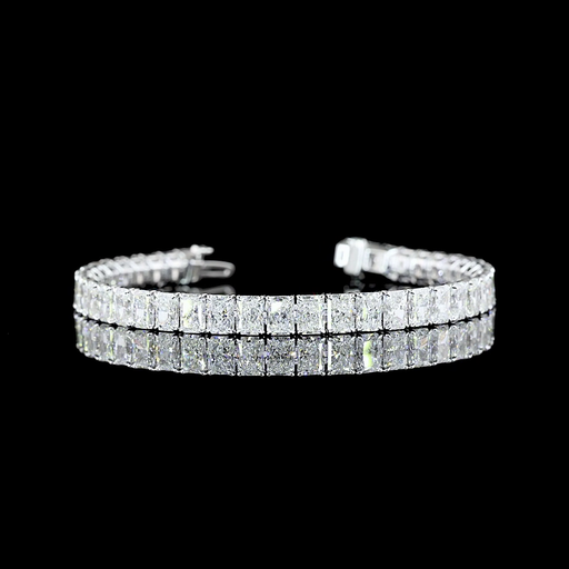 [BC14WTSRAD1500PNS] 15.04 Cts 14k White Gold Radiant Shape Tennis Bracelet