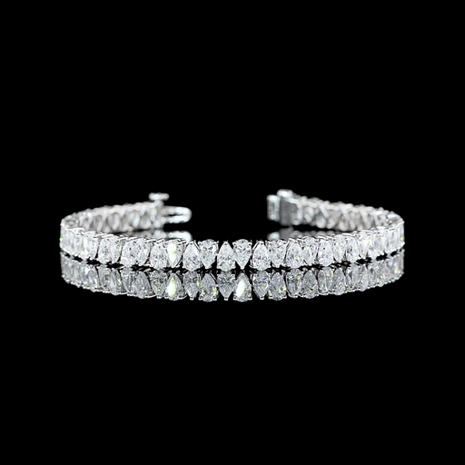 [BC14WTSPS950PNS] 9.59 Cts 14k White Gold Pear Shape Tennis Bracelet